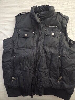 COOGI Men's Black Quilted Vest with High Collar